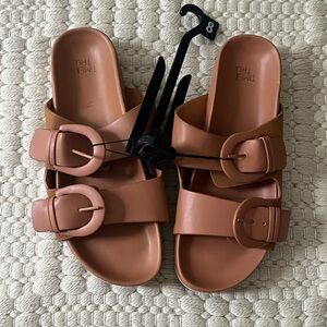 Time and Tru Tan Double Buckle Sandals